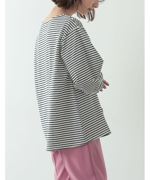 Re:EDIT(リエディ)の「ボリュームスリーブボーダーカットソー(Tシャツ/カットソー・レディース・ブルー/イエロー/ブラック・MEDIUM)」の10枚目の写真