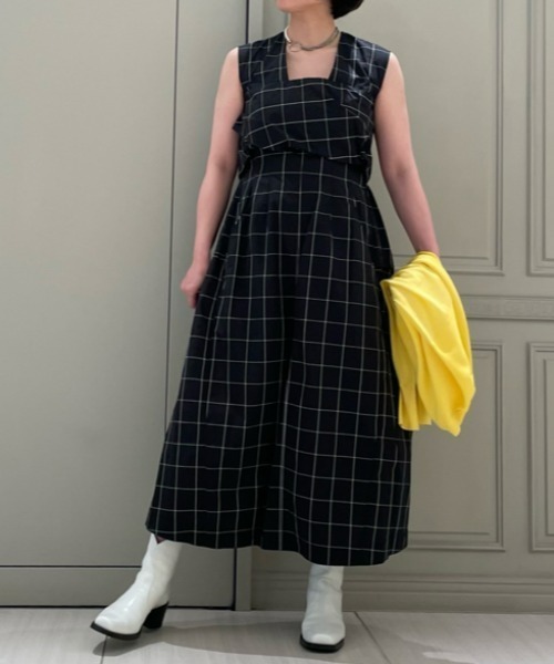 styling/ スタイリング ベアカットワンピース　ロングワンピース　ネイビー styling/ スタイリング ベアカットワンピース ワンピース