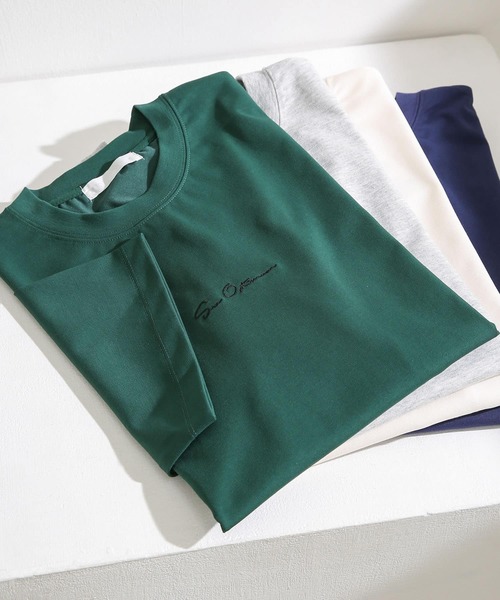 SENSE OF PLACE by URBAN RESEARCH（センスオブプレイスバイアーバンリサーチ）の「シシュウヘビーウエイトTシャツ(5分袖)（Tシャツ/カットソー・メンズ・アイボリー/グリーン/ライトグレー/ネイビー・MEDIUM/LARGE）」の4枚目の写真