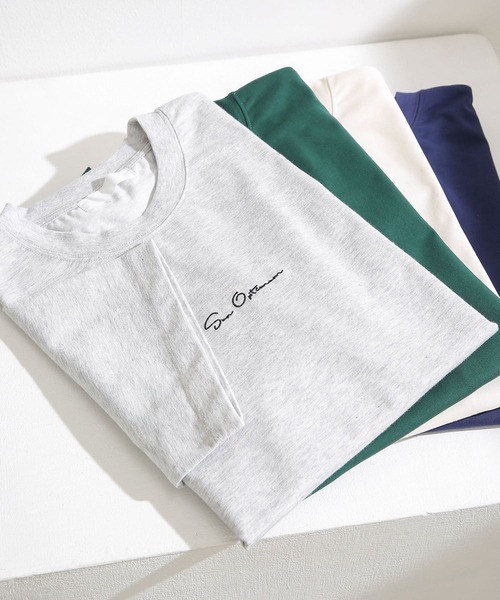 SENSE OF PLACE by URBAN RESEARCH（センスオブプレイスバイアーバンリサーチ）の「シシュウヘビーウエイトTシャツ(5分袖)（Tシャツ/カットソー・メンズ・アイボリー/グリーン/ライトグレー/ネイビー・MEDIUM/LARGE）」の3枚目の写真