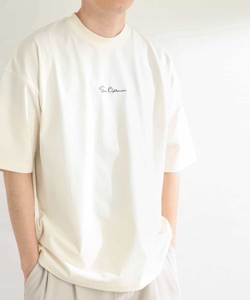 SENSE OF PLACE by URBAN RESEARCH（センスオブプレイスバイアーバンリサーチ）の「シシュウヘビーウエイトTシャツ(5分袖)（Tシャツ/カットソー・メンズ・アイボリー/グリーン/ライトグレー/ネイビー・MEDIUM/LARGE）」の6枚目の写真