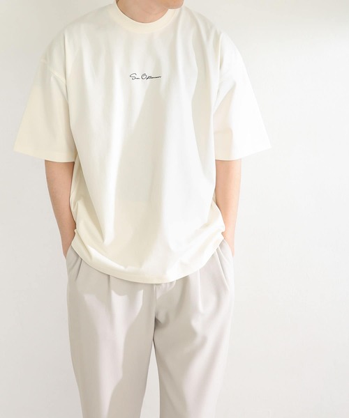 SENSE OF PLACE by URBAN RESEARCH（センスオブプレイスバイアーバンリサーチ）の「シシュウヘビーウエイトTシャツ(5分袖)（Tシャツ/カットソー・メンズ・アイボリー/グリーン/ライトグレー/ネイビー・MEDIUM/LARGE）」の8枚目の写真