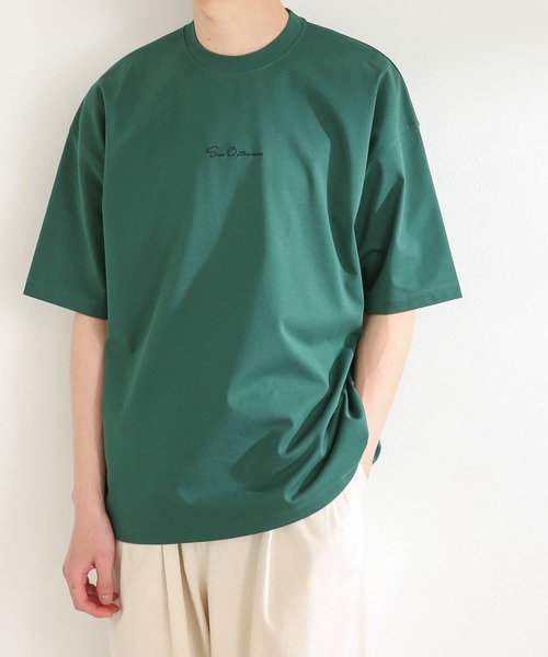 SENSE OF PLACE by URBAN RESEARCH（センスオブプレイスバイアーバンリサーチ）の「シシュウヘビーウエイトTシャツ(5分袖)（Tシャツ/カットソー・メンズ・アイボリー/グリーン/ライトグレー/ネイビー・MEDIUM/LARGE）」の15枚目の写真