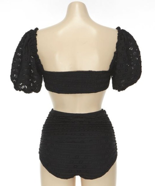 by muni:r（バイ ムニール）の「パンチングレースハイビキニ（水着・レディース・アイボリー/ブラック・FREE）」の15枚目の写真