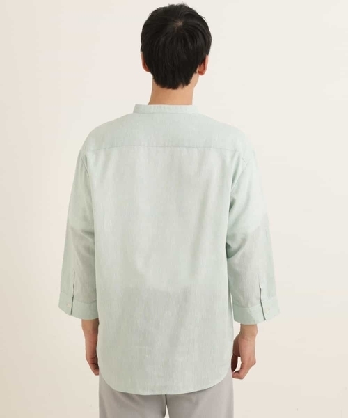 a.v.v（アーヴェヴェ）の「ハイブリッドリネンバンドカラー7分袖シャツ（シャツ/ブラウス・メンズ・ミント/ライトブルー/ブルー・46/48/50/44）」の19枚目の写真