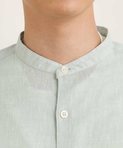 a.v.v（アーヴェヴェ）の「ハイブリッドリネンバンドカラー7分袖シャツ（シャツ/ブラウス・メンズ・ミント/ライトブルー/ブルー・46/48/50/44）」の13枚目の写真