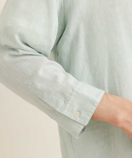 a.v.v（アーヴェヴェ）の「ハイブリッドリネンバンドカラー7分袖シャツ（シャツ/ブラウス・メンズ・ミント/ライトブルー/ブルー・46/48/50/44）」の22枚目の写真