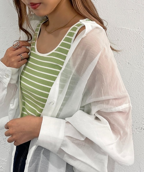apres jour mignon(アプレジュールミニョン)の「リブボーダータンク【ZOZOTOWN限定アイテム】(タンクトップ・レディース・オフホワイト/ピンク/オレンジ/グリーン・X-LARGE/フリー)」の10枚目の写真