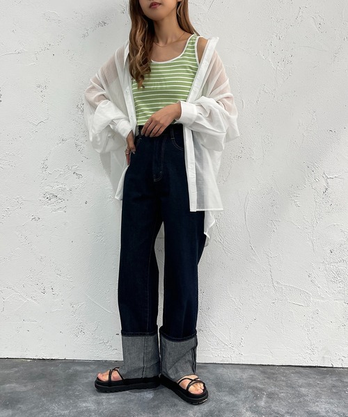 apres jour mignon(アプレジュールミニョン)の「リブボーダータンク【ZOZOTOWN限定アイテム】(タンクトップ・レディース・オフホワイト/ピンク/オレンジ/グリーン・X-LARGE/フリー)」の13枚目の写真