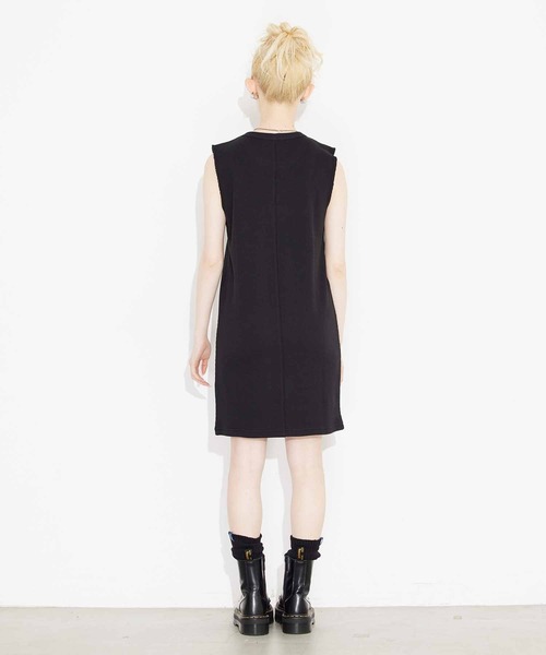 X-girl（エックスガール）の「WAFFLE MINI DRESS/ロゴ刺繍/ワッフル/タンク ミニワンピース（ワンピース・レディース・ライトブルー/ブラック/ホワイト・S/M）」の6枚目の写真