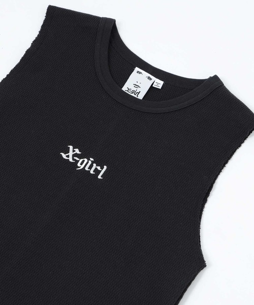 X-girl（エックスガール）の「WAFFLE MINI DRESS/ロゴ刺繍/ワッフル/タンク ミニワンピース（ワンピース・レディース・ライトブルー/ブラック/ホワイト・S/M）」の13枚目の写真