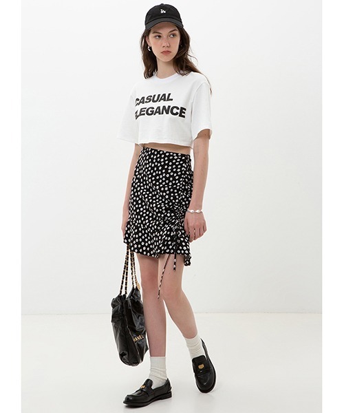 Fano Studios(ファノ ストゥディオズ)の「【Fano Studios】High waist design floral drawstring short skirt FX22B030(スカート・レディース・ブラック・S/M/L)」の7枚目の写真