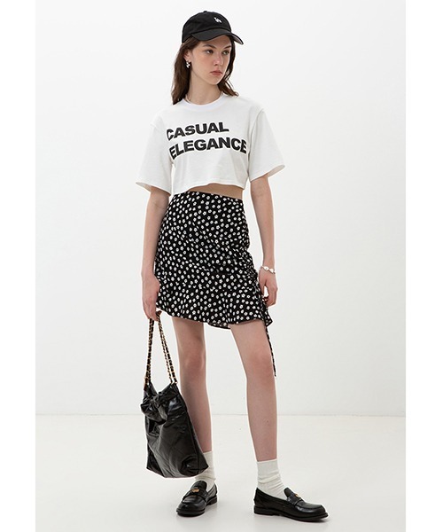 結婚祝い Studios】High Fano waist short drawstring floral design スカート