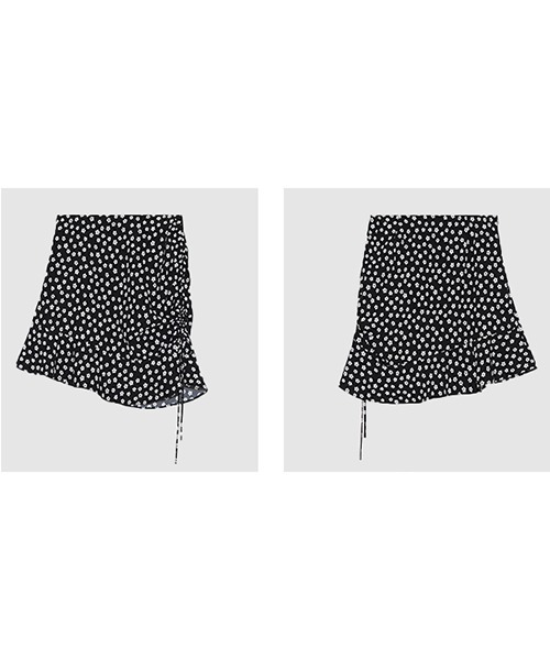 Fano Studios(ファノ ストゥディオズ)の「【Fano Studios】High waist design floral drawstring short skirt FX22B030(スカート・レディース・ブラック・S/M/L)」の5枚目の写真