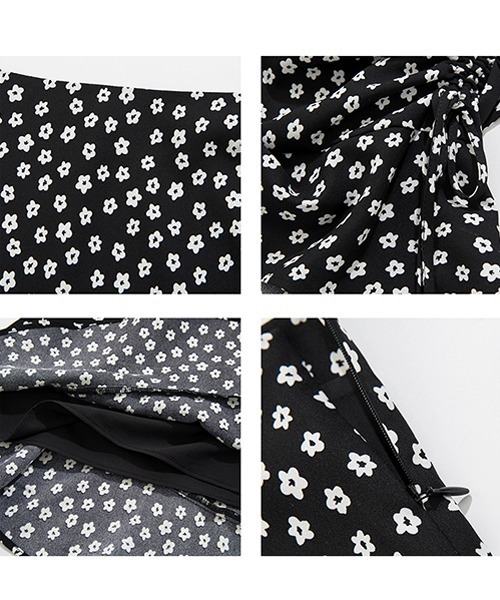 Fano Studios(ファノ ストゥディオズ)の「【Fano Studios】High waist design floral drawstring short skirt FX22B030(スカート・レディース・ブラック・S/M/L)」の13枚目の写真