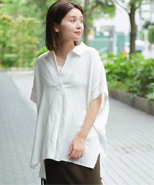 リネンワッシャー スキッパーシャツ（シャツ／ブラウス）｜journal 