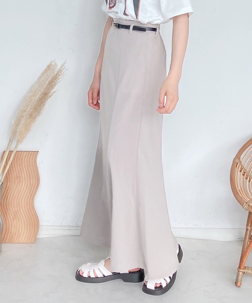 AS KNOW AS plus（アズノゥアズプラス）の「●ベルト付きマーメイドスカート（スカート・レディース・グリーン/ブラック/アイボリー・FREE）」の2枚目の写真