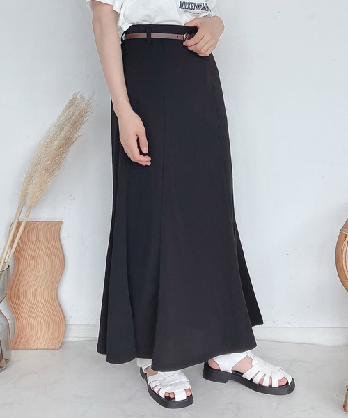 AS KNOW AS plus（アズノゥアズプラス）の「●ベルト付きマーメイドスカート（スカート・レディース・グリーン/ブラック/アイボリー・FREE）」の3枚目の写真