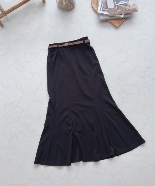 AS KNOW AS plus（アズノゥアズプラス）の「●ベルト付きマーメイドスカート（スカート・レディース・グリーン/ブラック/アイボリー・FREE）」の10枚目の写真