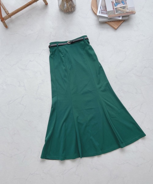 AS KNOW AS plus（アズノゥアズプラス）の「●ベルト付きマーメイドスカート（スカート・レディース・グリーン/ブラック/アイボリー・FREE）」の12枚目の写真