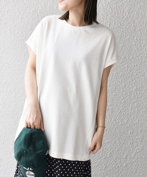 SHIPS Days（シップスデイズ）の「SHIPS Days:クルーネックチュニック（Tシャツ/カットソー・レディース・オフホワイト/ブラウン系その他/ブラック・ONE SIZE）」の18枚目の写真