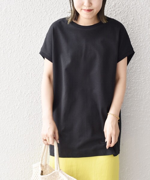 SHIPS Days（シップスデイズ）の「SHIPS Days:クルーネックチュニック（Tシャツ/カットソー・レディース・オフホワイト/ブラウン系その他/ブラック・ONE SIZE）」の21枚目の写真