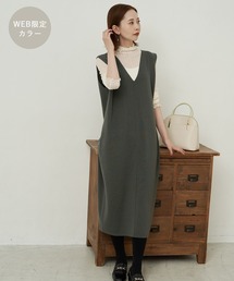 ROPE' PICNIC | 【WEB限定カラー:チャコール,ホワイト】アンチピリングニットジャンパースカート(ジャンパースカート)