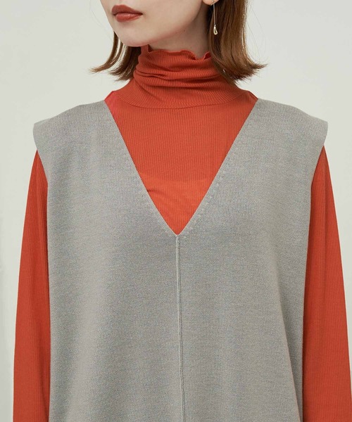 ROPE' PICNIC（ロペピクニック）の「【WEB限定カラー:チャコール,ホワイト】アンチピリングニットジャンパースカート（ジャンパースカート・レディース・チャコールグレー/ライトグレー/ブラック/ベージュ/オフホワイト/ブルー系その他4/ネイビー・40/38）」の17枚目の写真