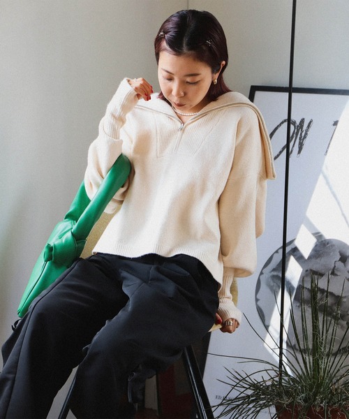 BeAMS DOT（ビームスドット）の「【WEB限定】BeAMS DOT / ハーフジップ ニットプルオーバー（ニット/セーター・レディース・イエロー/ブルー/ホワイト系その他5・FREE）」の2枚目の写真
