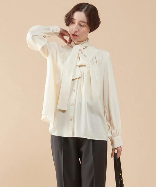 martinique（マルティニーク）の「martinique/ハイネックボータイブラウス（シャツ/ブラウス・レディース・ブラック/レッド/ホワイト系その他/ストライプ・FREE）」の2枚目の写真