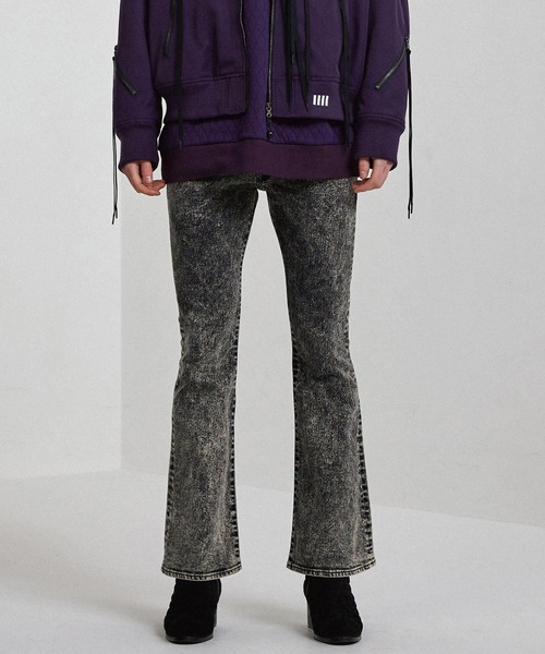 SHAREEF（シャリーフ）の「CHEMICAL WASH DENIM FLARED PANTS（デニムパンツ・メンズ・ブラック系その他/ケミカルウォッシュ・1/2/3）」の17枚目の写真