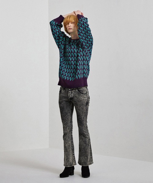 SHAREEF（シャリーフ）の「CHEMICAL WASH DENIM FLARED PANTS（デニムパンツ・メンズ・ブラック系その他/ケミカルウォッシュ・1/2/3）」の22枚目の写真