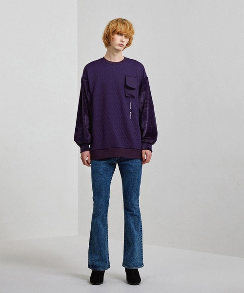 SHAREEF（シャリーフ）の「CHEMICAL WASH DENIM FLARED PANTS（デニムパンツ・メンズ・ブラック系その他/ケミカルウォッシュ・1/2/3）」の7枚目の写真