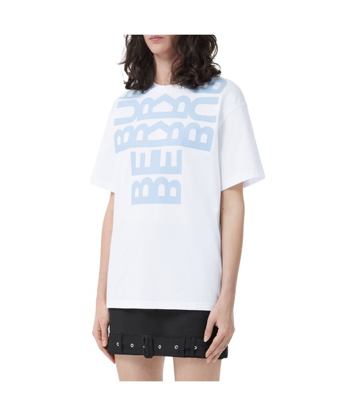 BURBERRY(バーバリー)の「ロゴプリント コットン オーバーサイズTシャツ(Tシャツ/カットソー・レディース・ホワイト×ブルー・M/XS/XXS)」の4枚目の写真