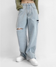 Damaged wide denim / ダメージワイドデニム