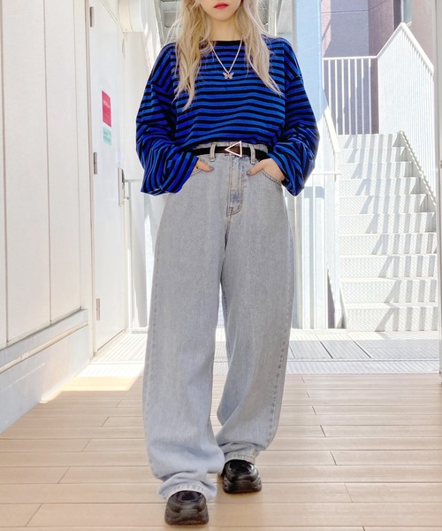 Figments（フィグメンツ）の「ボーダーロンＴ（Tシャツ/カットソー・レディース・ホワイト/ブルー/グリーン・FREE）」の12枚目の写真