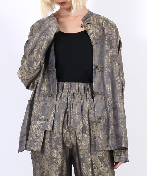 PUNYUS（プニュズ）の「チャイナ柄シャツ（シャツ/ブラウス・レディース・ブラック/パープル系その他/オレンジ/ネイビー・1/2/3/4）」の4枚目の写真