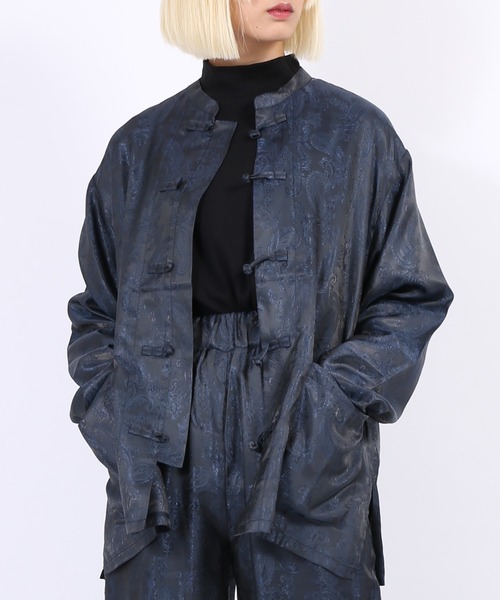 PUNYUS（プニュズ）の「チャイナ柄シャツ（シャツ/ブラウス・レディース・ブラック/パープル系その他/オレンジ/ネイビー・1/2/3/4）」の3枚目の写真