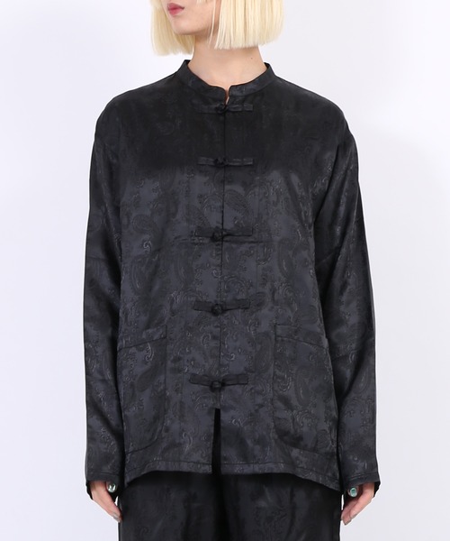 PUNYUS（プニュズ）の「チャイナ柄シャツ（シャツ/ブラウス・レディース・ブラック/パープル系その他/オレンジ/ネイビー・1/2/3/4）」の2枚目の写真