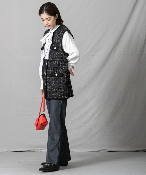 【新品・未使用】TORRAZZODONNA ツイードコットンニットベスト Torrazzo Donna（トラッゾドンナ）の「ツイードニットベスト（ニット
