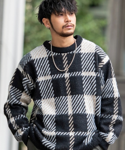 SILVER BULLET（シルバーバレット）の「『SILVER BULLET SELECT AP/シルバーバレットセレクト』総柄シャギークルーネックニット（ニット/セーター・メンズ・グリーン/ライトブラウン/ブラック/イエロー系1/ブルー/ワインレッド/パープル/チャコールグレー/ネイビー/ベージュ・LL/L/M）」の4枚目の写真