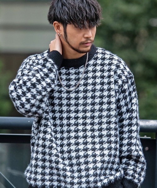 SILVER BULLET（シルバーバレット）の「『SILVER BULLET SELECT AP/シルバーバレットセレクト』総柄シャギークルーネックニット（ニット/セーター・メンズ・グリーン/ライトブラウン/ブラック/イエロー系1/ブルー/ワインレッド/パープル/チャコールグレー/ネイビー/ベージュ・LL/L/M）」の2枚目の写真