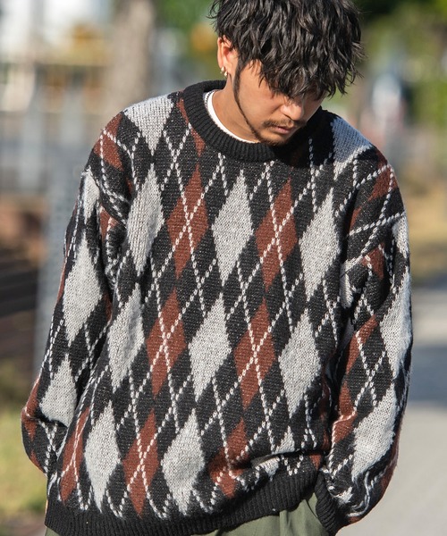 SILVER BULLET（シルバーバレット）の「『SILVER BULLET SELECT AP/シルバーバレットセレクト』総柄シャギークルーネックニット（ニット/セーター・メンズ・グリーン/ライトブラウン/ブラック/イエロー系1/ブルー/ワインレッド/パープル/チャコールグレー/ネイビー/ベージュ・LL/L/M）」の17枚目の写真