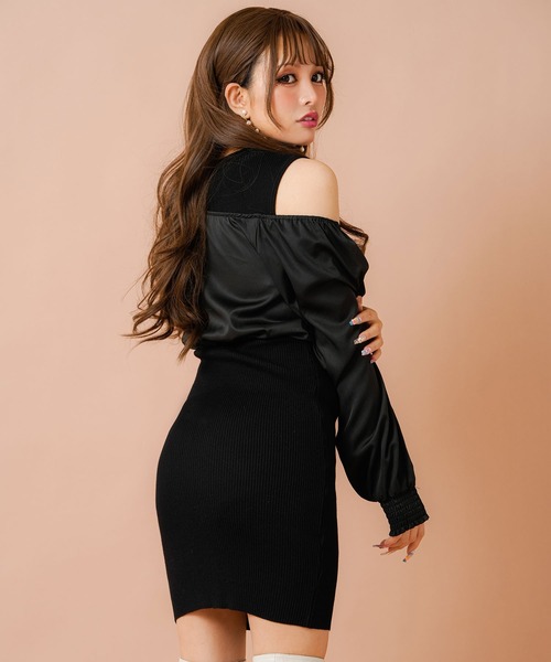 Diable baiser(ディアブルベーゼ)の「2wayカシュクールブラウスドッキングタイトニットワンピース(ワンピース・レディース・ブラック/ブルー/ベージュ・MEDIUM/LARGE/X-LARGE)」の10枚目の写真