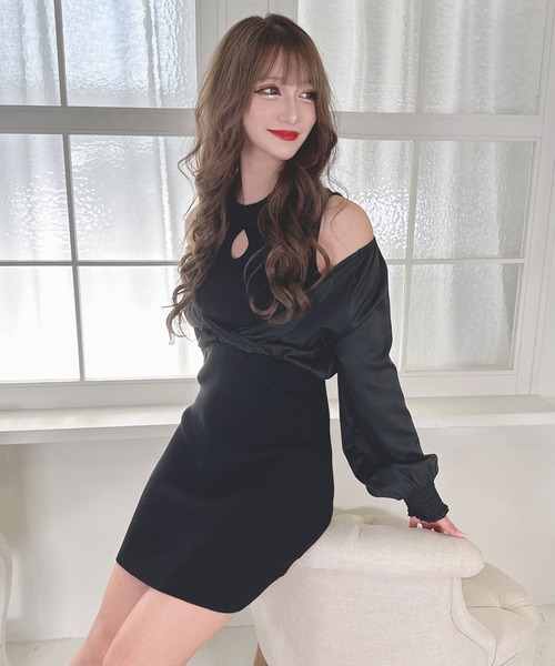 Diable baiser(ディアブルベーゼ)の「2wayカシュクールブラウスドッキングタイトニットワンピース(ワンピース・レディース・ブラック/ブルー/ベージュ・MEDIUM/LARGE/X-LARGE)」の16枚目の写真