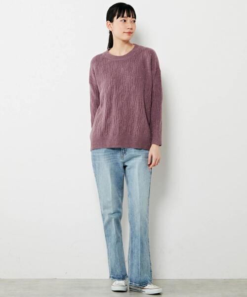 MELROSE claire(メルローズ クレール)の「【透かし柄ラメニットチュニック】(ニット/セーター・レディース・ブルー/グレー/ベージュ/パープル・FREE)」の18枚目の写真