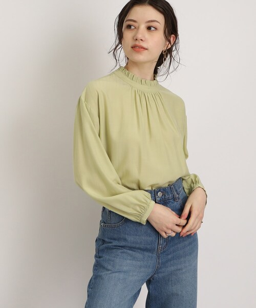 DRESKIP（ドレスキップ）の「◆フリルスタンドカラーブラウス（シャツ/ブラウス・レディース・ブラック/ライトグリーン/ライトグレー・02/03）」の3枚目の写真