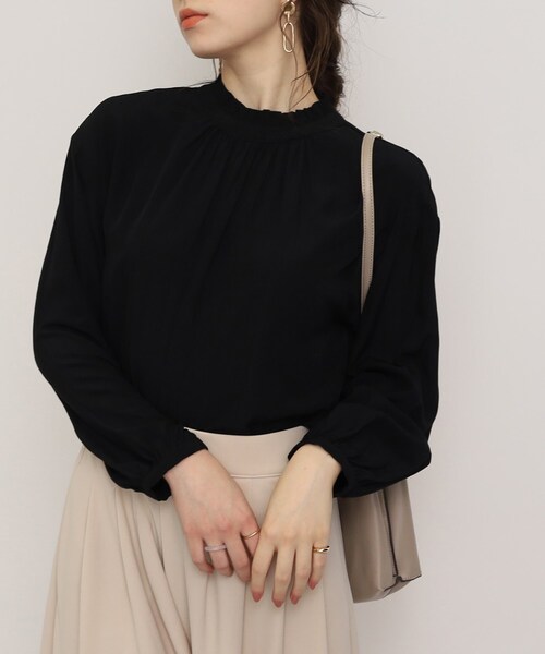 DRESKIP（ドレスキップ）の「◆フリルスタンドカラーブラウス（シャツ/ブラウス・レディース・ブラック/ライトグリーン/ライトグレー・02/03）」の2枚目の写真