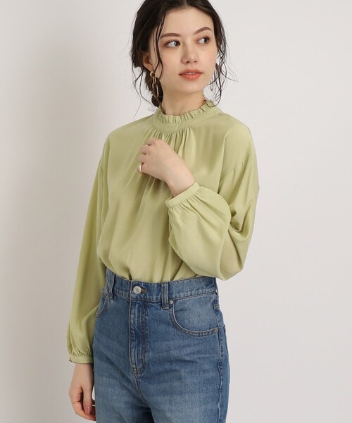 DRESKIP（ドレスキップ）の「◆フリルスタンドカラーブラウス（シャツ/ブラウス・レディース・ブラック/ライトグリーン/ライトグレー・02/03）」の5枚目の写真