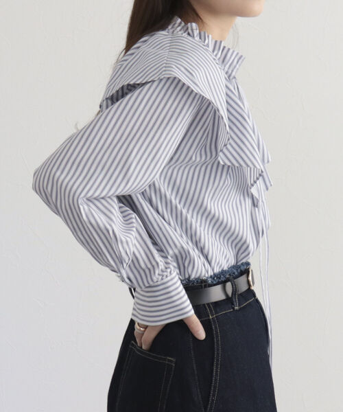 fredy emue（フレディエミュ）の「2WAYストライプフリルカラーブラウス（シャツ/ブラウス・レディース・ブルー系その他/ピンク系その他/ホワイト系その他・38）」の6枚目の写真
